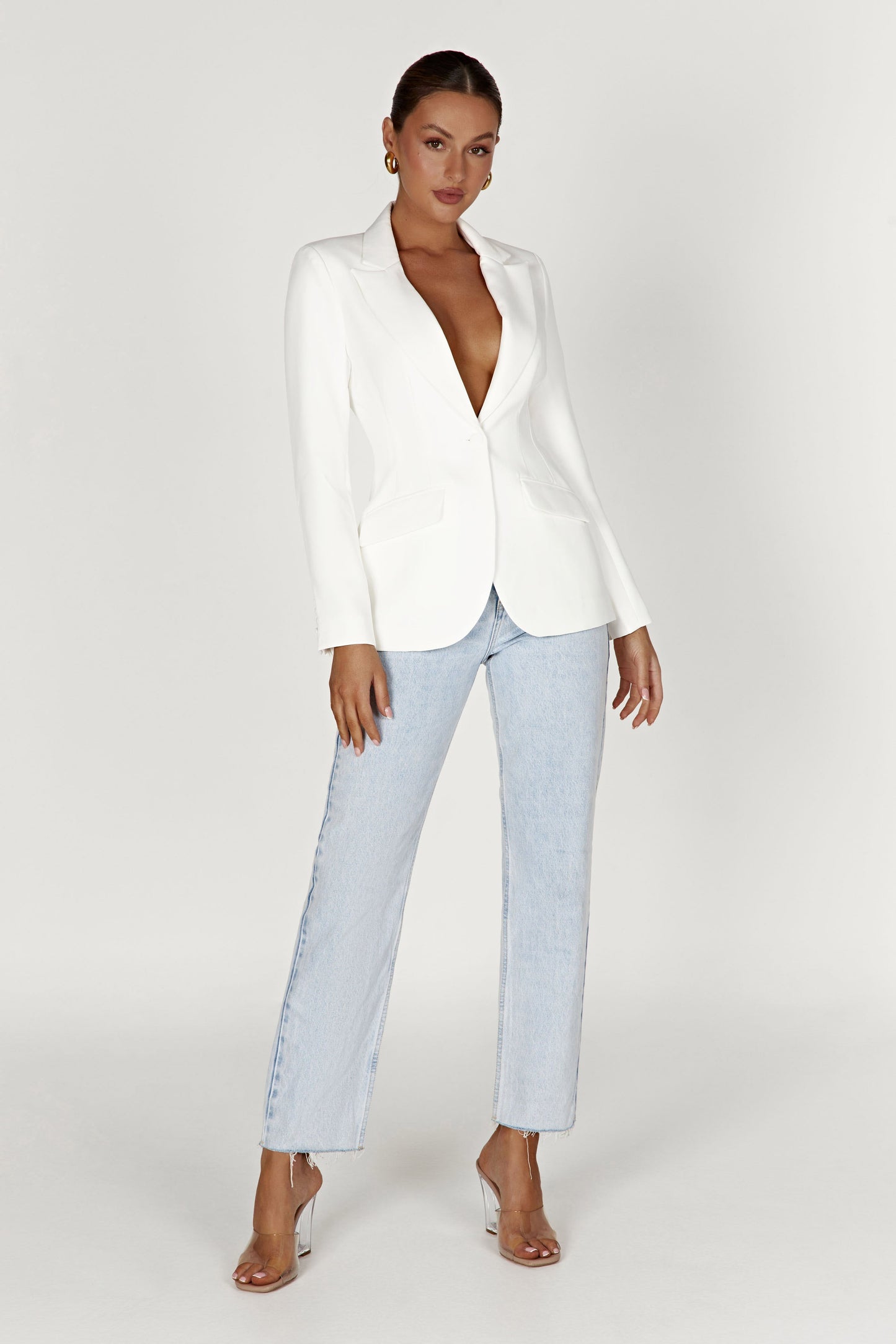 Wela Waist Blazer - White